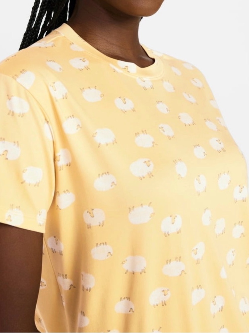Joyspun Butter Yellow Sheep Patterned Sleep Top